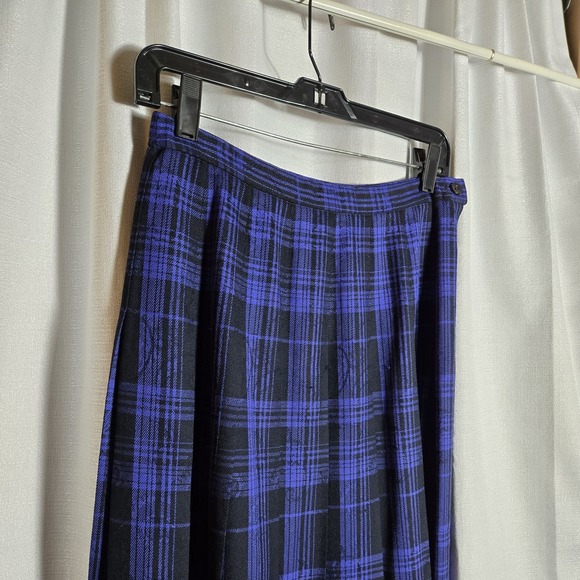 Vintage Pendleton Plaid Wool Purple Black Jacquard Pleated Midi Skirt USA - Picture 3 of 9